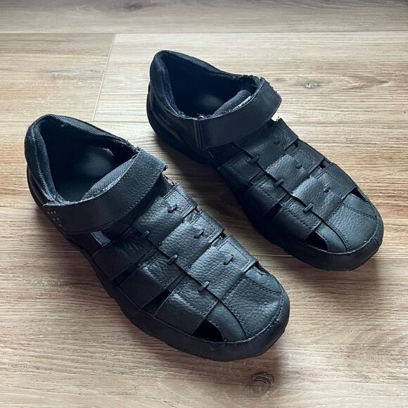 H.S. Trask Bozeman Mountain Black Leather Men’s Sandals Size 10